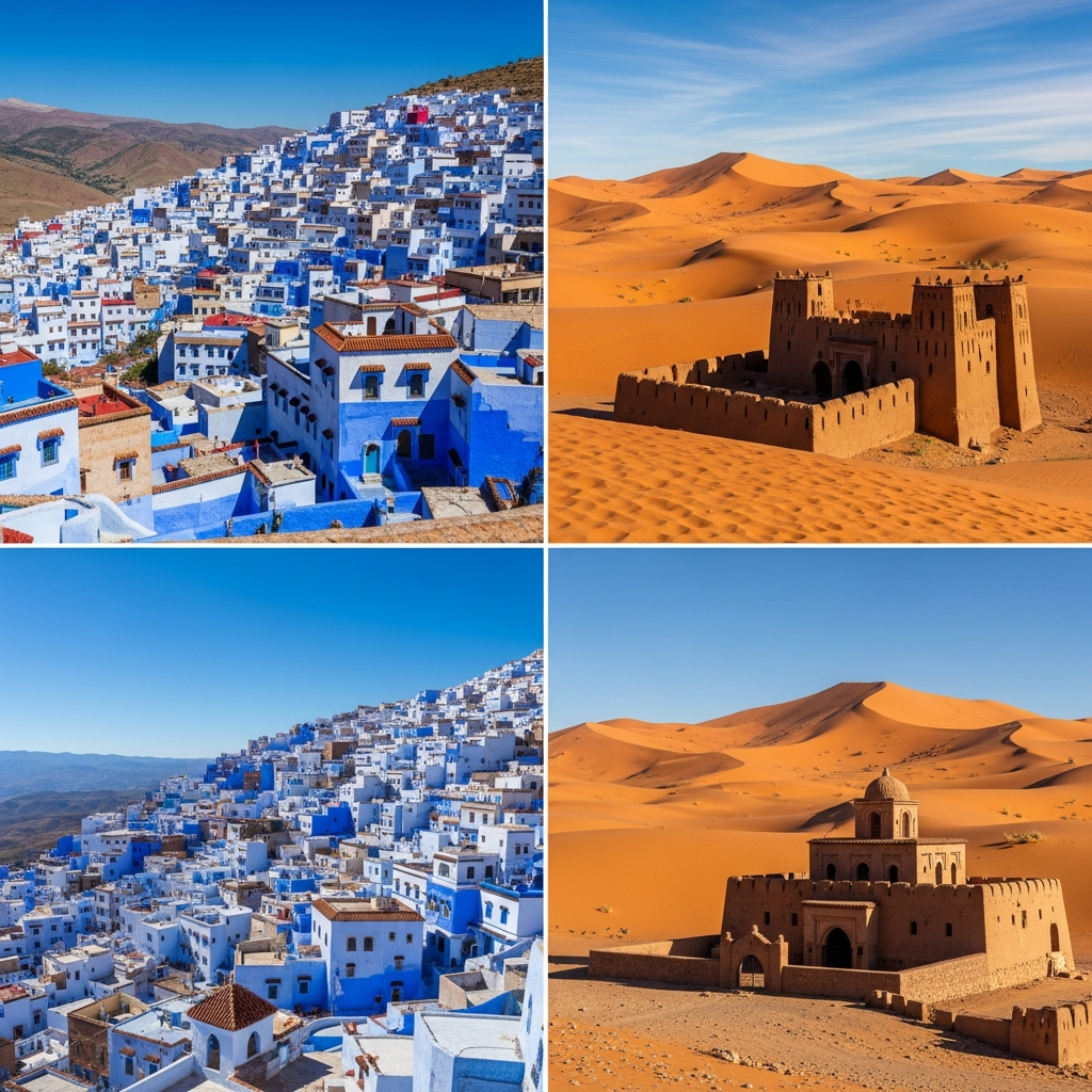 Illustration of Morocco Photography Route: Stunning Blue to Ochre - The Best Tour