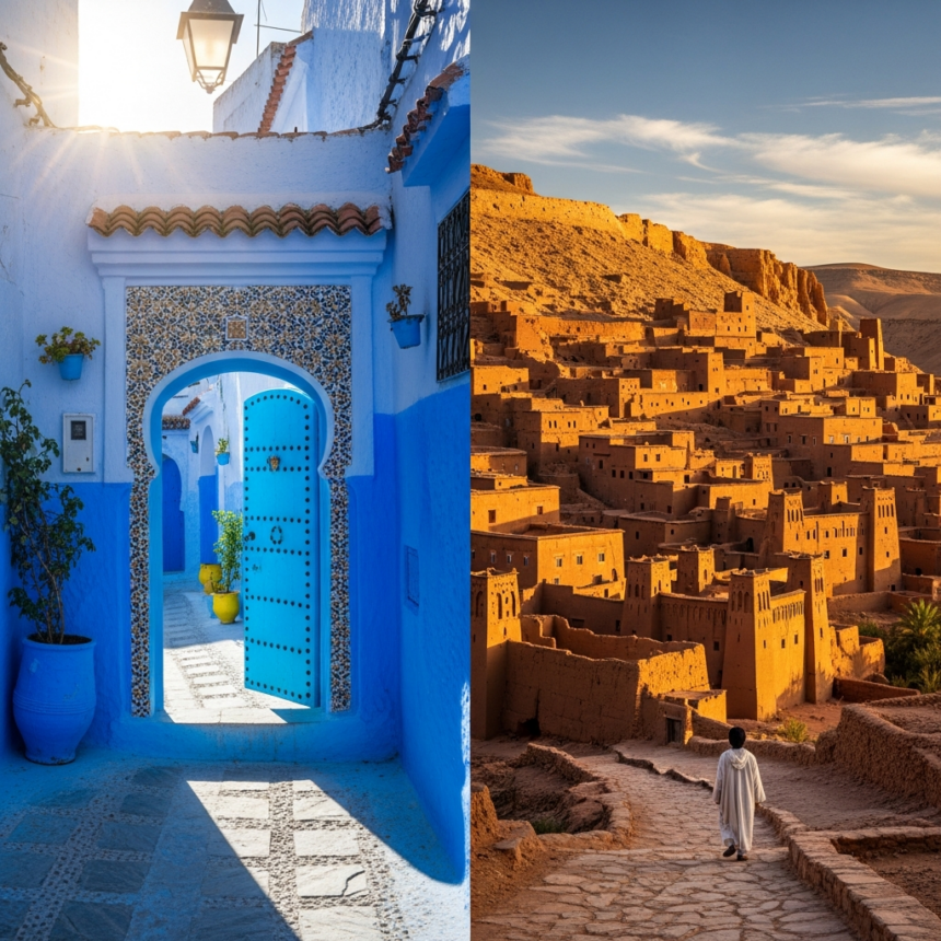 Illustration of Morocco Photography Route: Stunning Blue to Ochre - The Best Tour