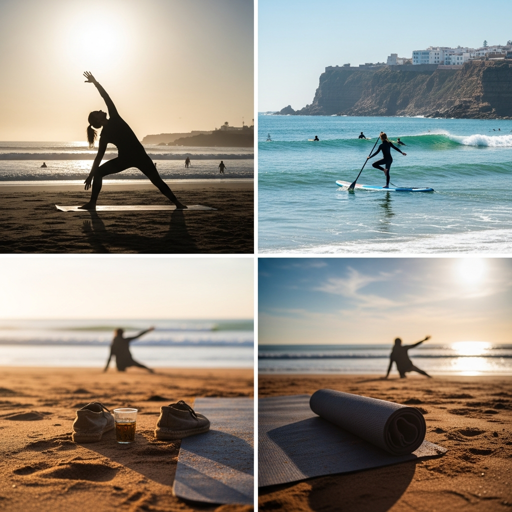 Illustration of Surf Yoga Morocco: Find Stunning Balance on the Atlantic Coast