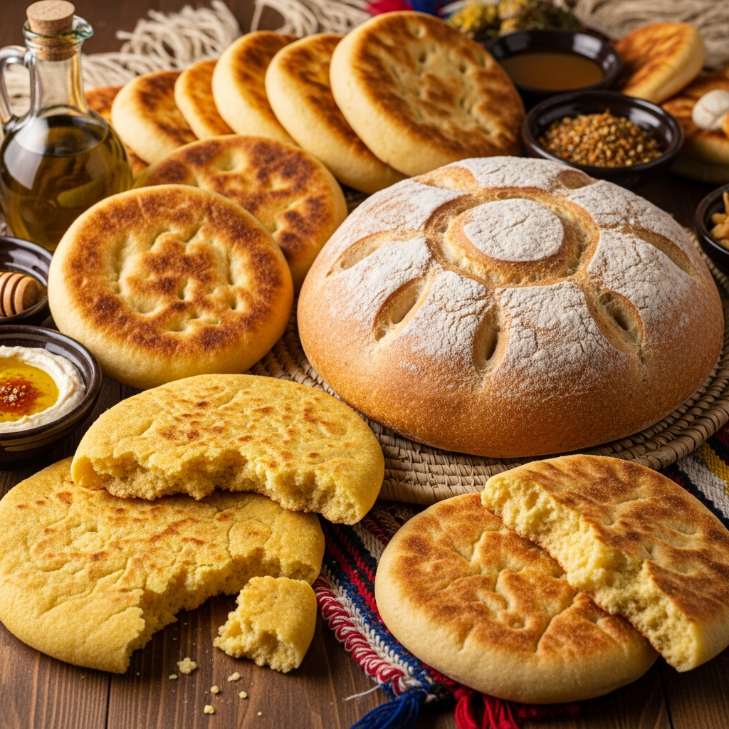 Illustration of Moroccan Bread Types: Must-Have Guide to the Best Khobz, Harcha & Batbout