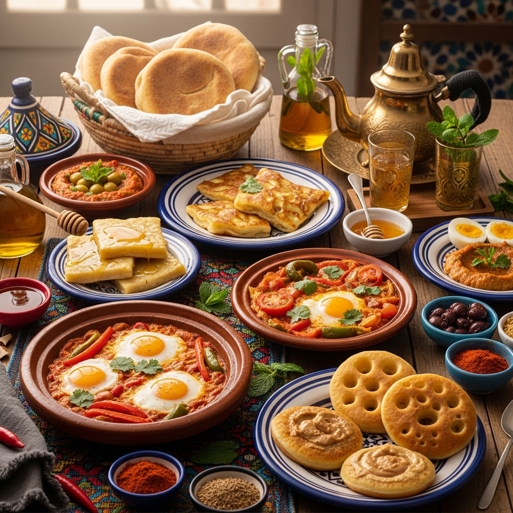 Illustration of Moroccan Breakfast Ideas: Delicious & Authentic Spread You Must Try!