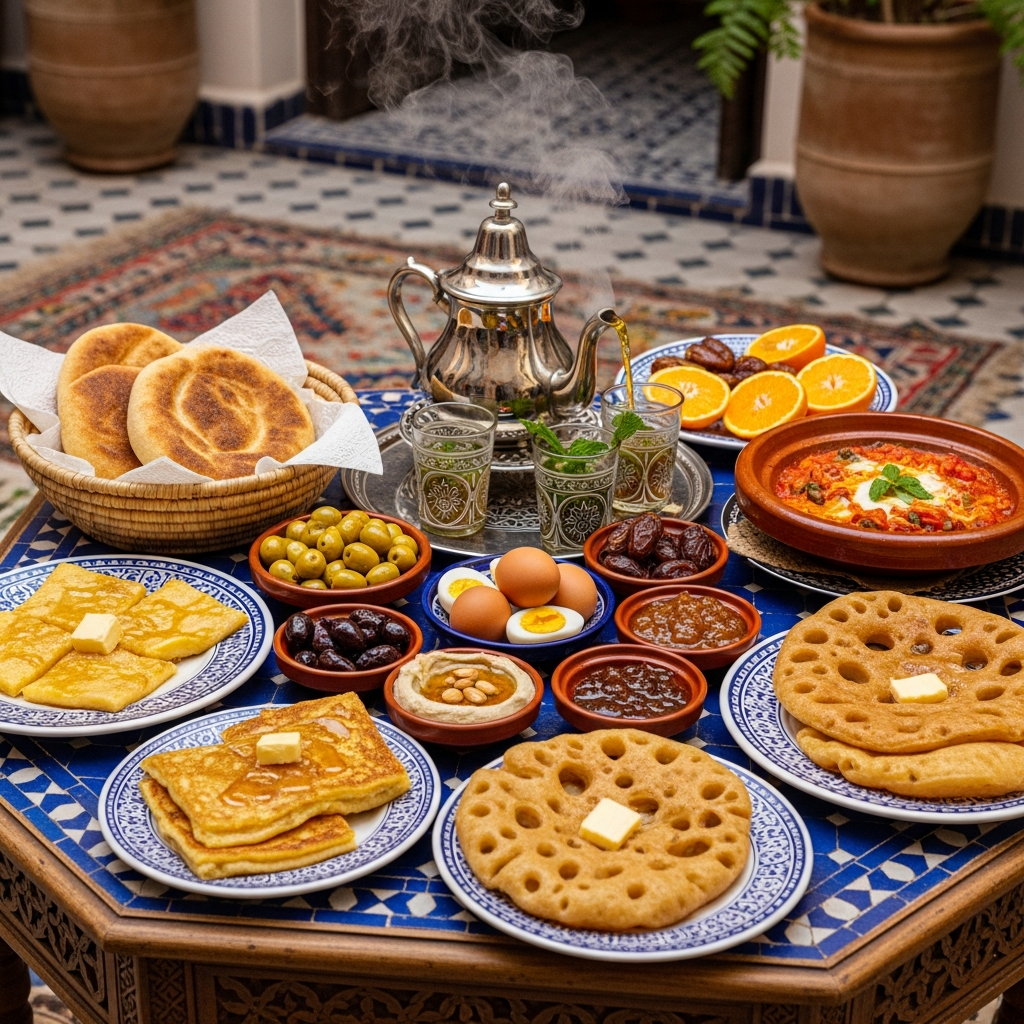 Illustration of Moroccan Breakfast Ideas: Delicious & Authentic Spread You Must Try!