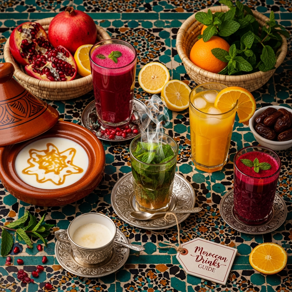 Illustration of Moroccan Drinks: The Best Tourist's Guide to Authentic & Refreshing Flavors
