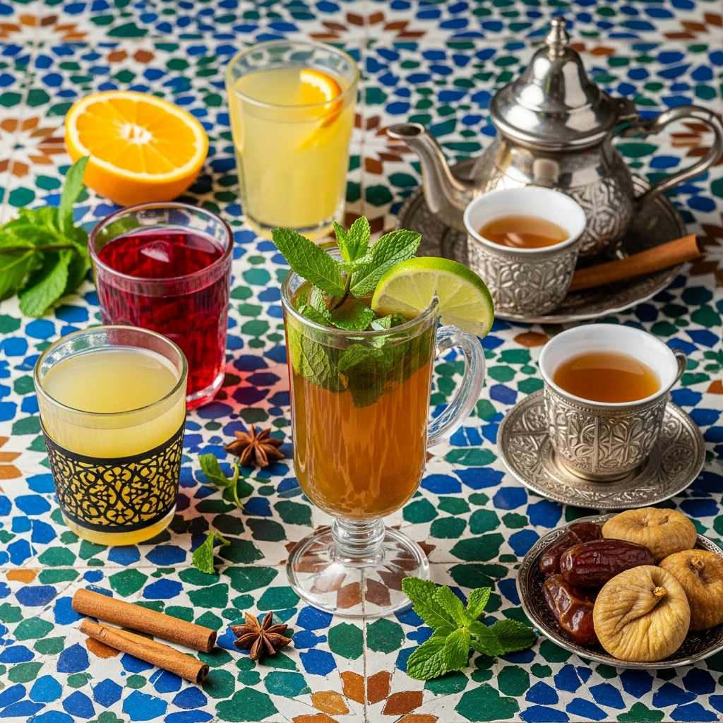 Illustration of Moroccan Drinks: The Best Tourist's Guide to Authentic & Refreshing Flavors